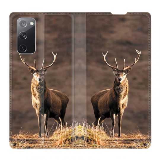 Housse Cuir Portefeuille Pour Samsung Galaxy S20 FE / S20FE Chasse Chevreuil Blanc