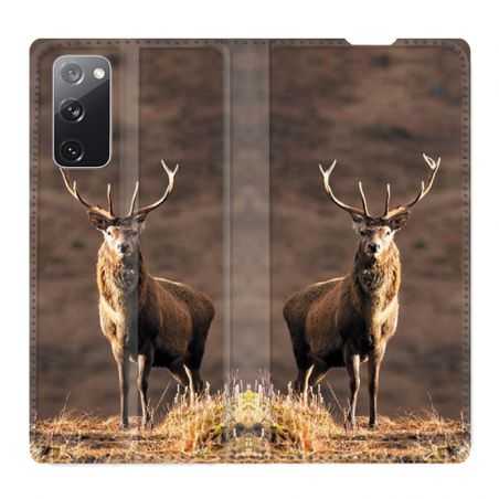 Housse Cuir Portefeuille Pour Samsung Galaxy S20 FE / S20FE Chasse Chevreuil Blanc