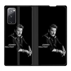 Housse Cuir Portefeuille Pour Samsung Galaxy S20 FE / S20FE Johnny Hallyday Noir