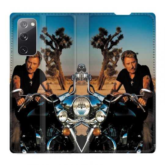 Housse Cuir Portefeuille Pour Samsung Galaxy S20 FE / S20FE Johnny Hallyday Moto