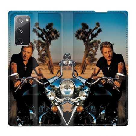 Housse Cuir Portefeuille Pour Samsung Galaxy S20 FE / S20FE Johnny Hallyday Moto