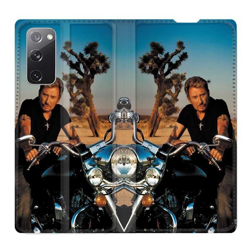 Housse Cuir Portefeuille Pour Samsung Galaxy S20 FE / S20FE Johnny Hallyday Moto