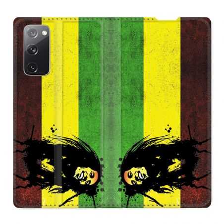 Housse Cuir Portefeuille Pour Samsung Galaxy S20 FE / S20FE Bob Marley Drapeau