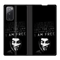 Housse Cuir Portefeuille Pour Samsung Galaxy S20 FE / S20FE Anonymous I am free