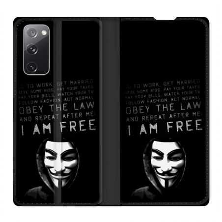 Housse Cuir Portefeuille Pour Samsung Galaxy S20 FE / S20FE Anonymous I am free