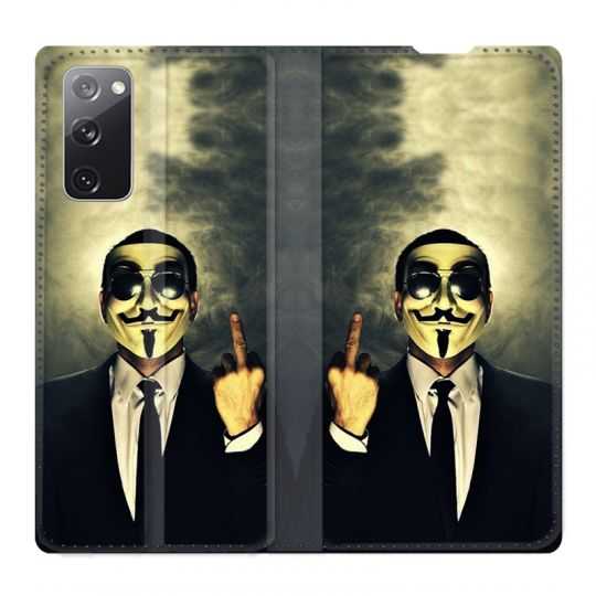 Housse Cuir Portefeuille Pour Samsung Galaxy S20 FE / S20FE Anonymous Doigt