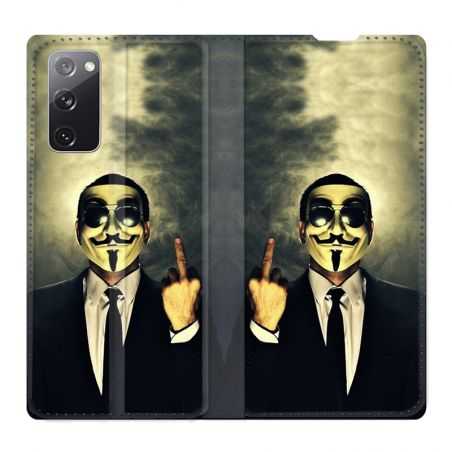 Housse Cuir Portefeuille Pour Samsung Galaxy S20 FE / S20FE Anonymous Doigt