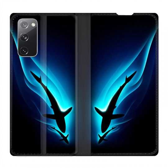 Housse Cuir Portefeuille Pour Samsung Galaxy S20 FE / S20FE Requin Noir