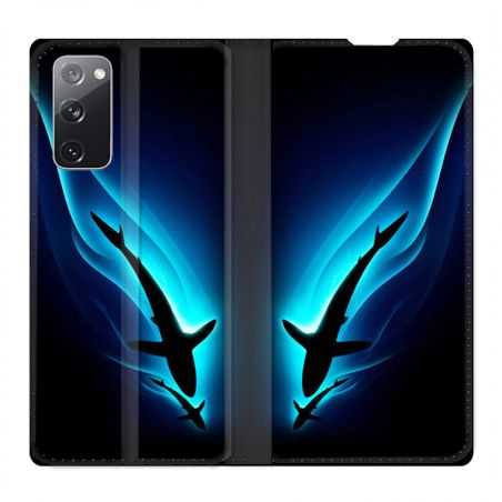 Housse Cuir Portefeuille Pour Samsung Galaxy S20 FE / S20FE Requin Noir