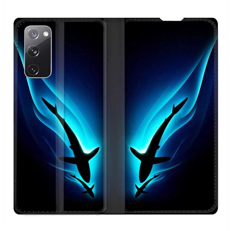 Housse Cuir Portefeuille Pour Samsung Galaxy S20 FE / S20FE Requin Noir