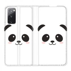 Housse Cuir Portefeuille Pour Samsung Galaxy S20 FE / S20FE Panda Blanc