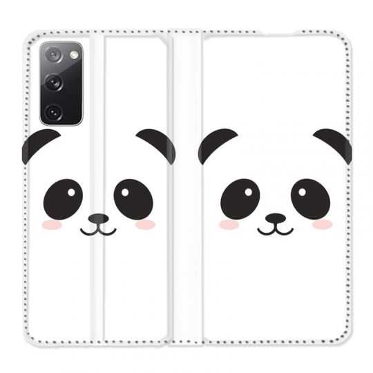 Housse Cuir Portefeuille Pour Samsung Galaxy S20 FE / S20FE Panda Blanc