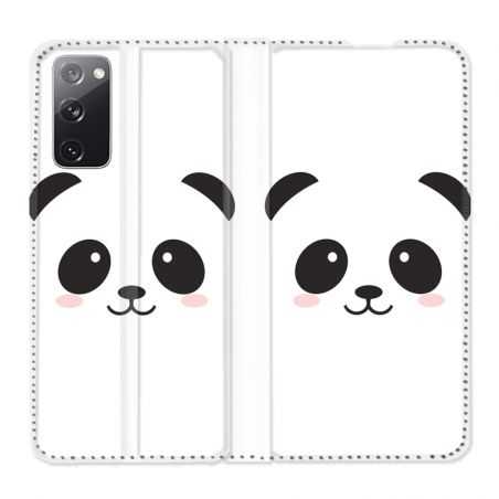 Housse Cuir Portefeuille Pour Samsung Galaxy S20 FE / S20FE Panda Blanc
