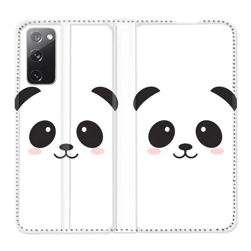 Housse Cuir Portefeuille Pour Samsung Galaxy S20 FE / S20FE Panda Blanc