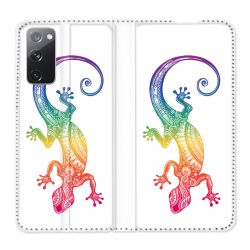 Housse Cuir Portefeuille Pour Samsung Galaxy S20 FE / S20FE Animaux Maori Salamandre Color