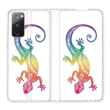 Housse Cuir Portefeuille Pour Samsung Galaxy S20 FE / S20FE Animaux Maori Salamandre Color