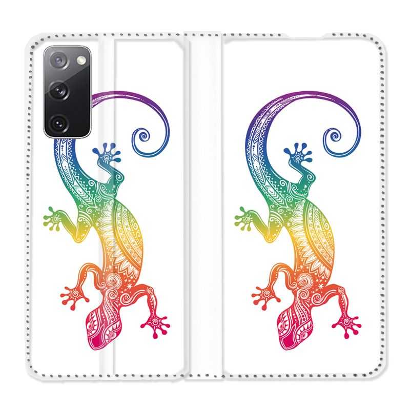 Housse Cuir Portefeuille Pour Samsung Galaxy S20 FE / S20FE Animaux Maori Salamandre Color