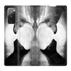 Housse Cuir Portefeuille Pour Samsung Galaxy S20 FE / S20FE Loup Duo
