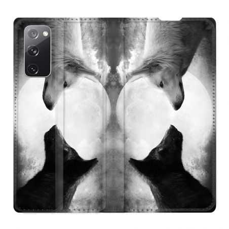 Housse Cuir Portefeuille Pour Samsung Galaxy S20 FE / S20FE Loup Duo