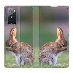 Housse Cuir Portefeuille Pour Samsung Galaxy S20 FE / S20FE Lapin Marron