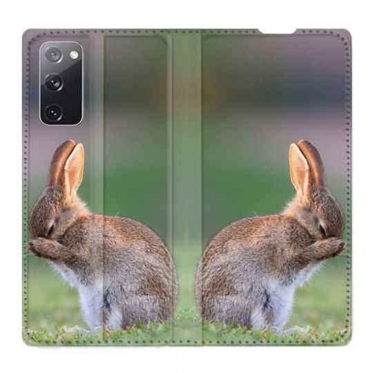 Housse Cuir Portefeuille Pour Samsung Galaxy S20 FE / S20FE Lapin Marron