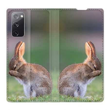 Housse Cuir Portefeuille Pour Samsung Galaxy S20 FE / S20FE Lapin Marron
