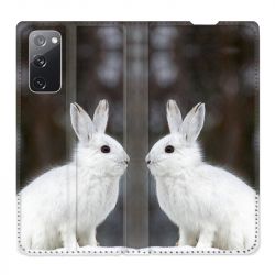 Housse Cuir Portefeuille Pour Samsung Galaxy S20 FE / S20FE Lapin Blanc