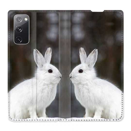 Housse Cuir Portefeuille Pour Samsung Galaxy S20 FE / S20FE Lapin Blanc