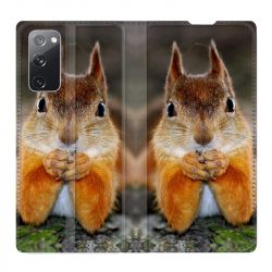 Housse Cuir Portefeuille Pour Samsung Galaxy S20 FE / S20FE Ecureuil Face