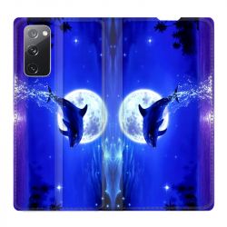 Housse Cuir Portefeuille Pour Samsung Galaxy S20 FE / S20FE Dauphin Lune