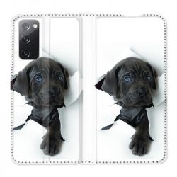 Housse Cuir Portefeuille Pour Samsung Galaxy S20 FE / S20FE Chien Noir