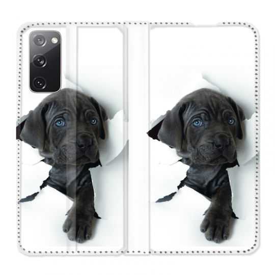 Housse Cuir Portefeuille Pour Samsung Galaxy S20 FE / S20FE Chien Noir