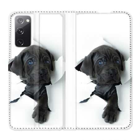 Housse Cuir Portefeuille Pour Samsung Galaxy S20 FE / S20FE Chien Noir