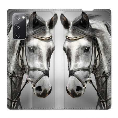 Housse Cuir Portefeuille Pour Samsung Galaxy S20 FE / S20FE Cheval Blanc