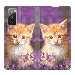 Housse Cuir Portefeuille Pour Samsung Galaxy S20 FE / S20FE Chat Violet