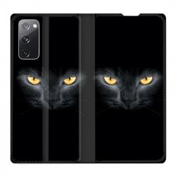 Housse Cuir Portefeuille Pour Samsung Galaxy S20 FE / S20FE Chat Noir