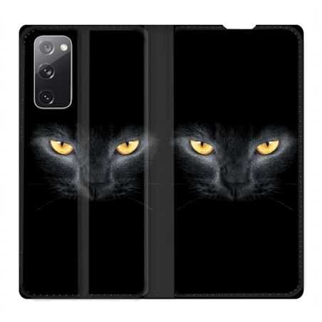 Housse Cuir Portefeuille Pour Samsung Galaxy S20 FE / S20FE Chat Noir