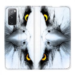 Housse Cuir Portefeuille Pour Samsung Galaxy S20 FE / S20FE Aigle Royal Blanc