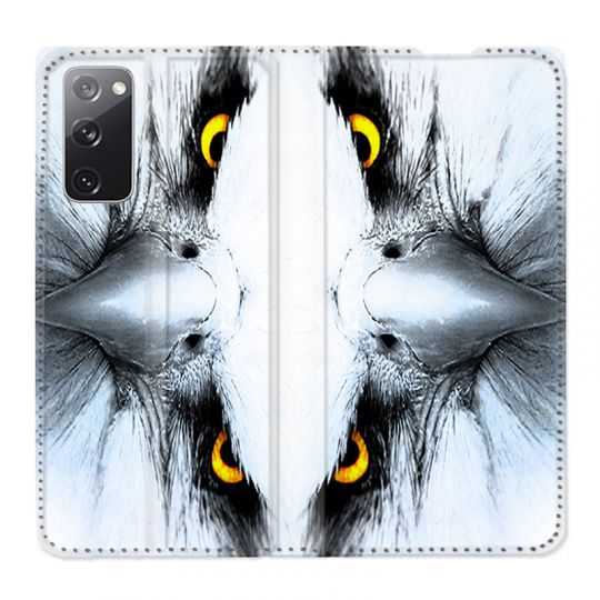 Housse Cuir Portefeuille Pour Samsung Galaxy S20 FE / S20FE Aigle Royal Blanc