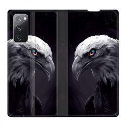 Housse Cuir Portefeuille Pour Samsung Galaxy S20 FE / S20FE Aigle Royal Noir