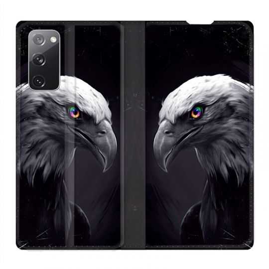 Housse Cuir Portefeuille Pour Samsung Galaxy S20 FE / S20FE Aigle Royal Noir