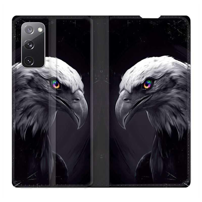 Housse Cuir Portefeuille Pour Samsung Galaxy S20 FE / S20FE Aigle Royal Noir