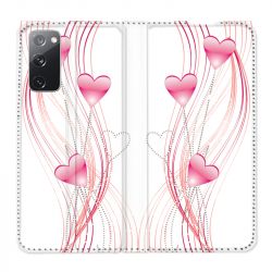 Housse Cuir Portefeuille Pour Samsung Galaxy S20 FE / S20FE Coeur Rose Montant sur Blanc