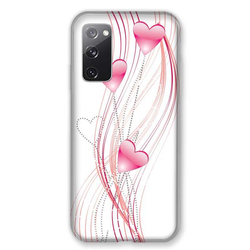 Coque Pour Samsung Galaxy S20 FE / S20FE Coeur Rose Montant sur Blanc