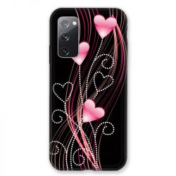 Coque Pour Samsung Galaxy S20 FE / S20FE Coeur Rose Montant sur Noir