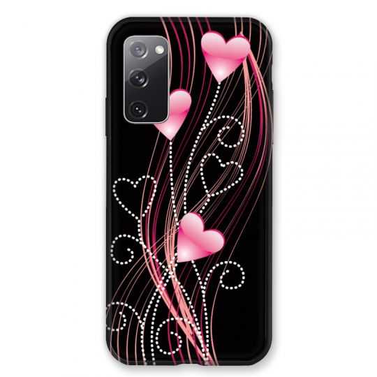 Coque Pour Samsung Galaxy S20 FE / S20FE Coeur Rose Montant sur Noir