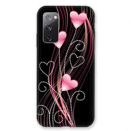 Coque Pour Samsung Galaxy S20 FE / S20FE Coeur Rose Montant sur Noir