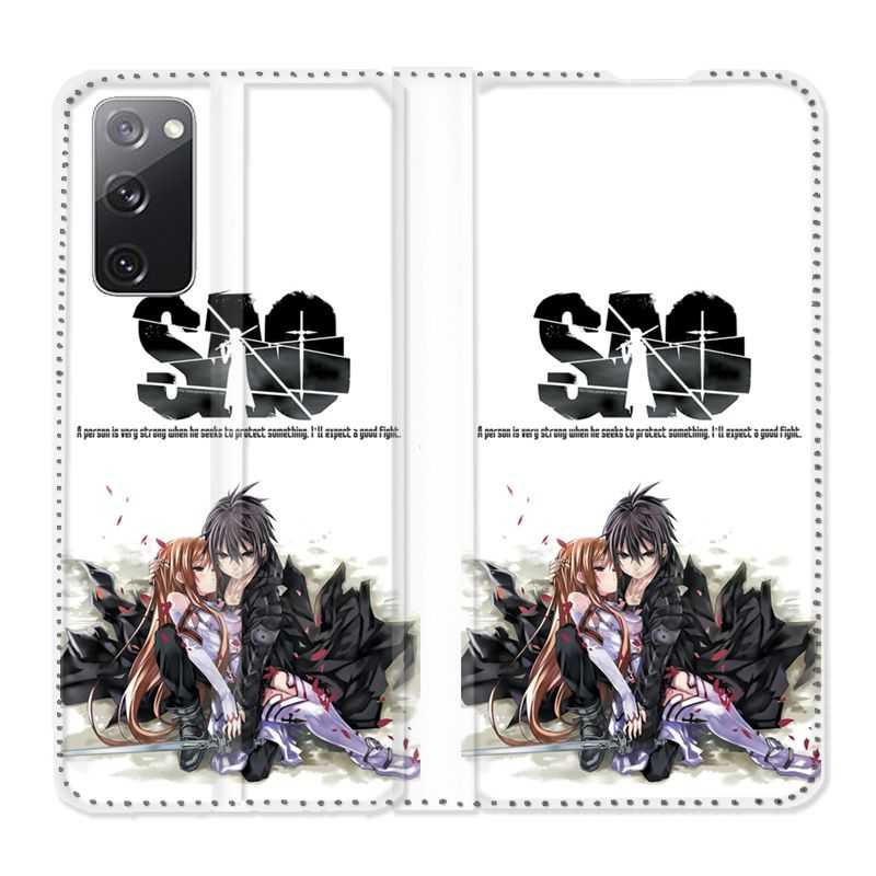 Housse Cuir Portefeuille Pour Samsung Galaxy S20 FE / S20FE Manga SAO sword Art Online Blanc