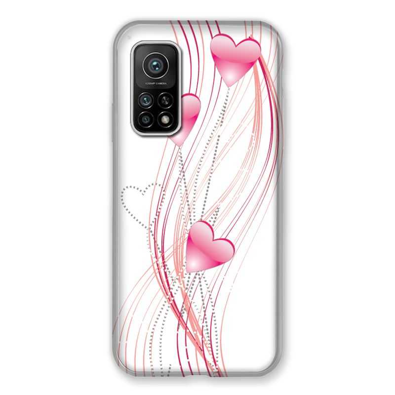 Coque Pour Xiaomi Mi 10T / Mi 10T Pro Coeur Rose Montant sur Blanc
