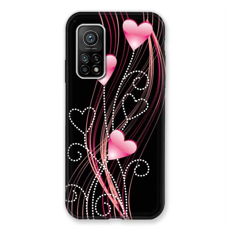 Coque Pour Xiaomi Mi 10T / Mi 10T Pro Coeur Rose Montant sur Noir